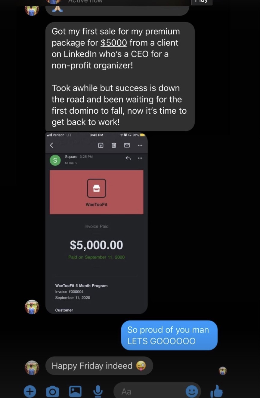 Tae-woo first $5,000 premium package sale from LinkedIn
